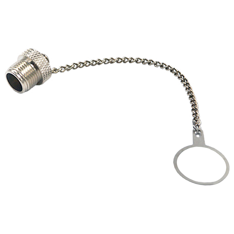 M12 male metal waterproof cap with stainless steel chain,brass with nickel plated screw